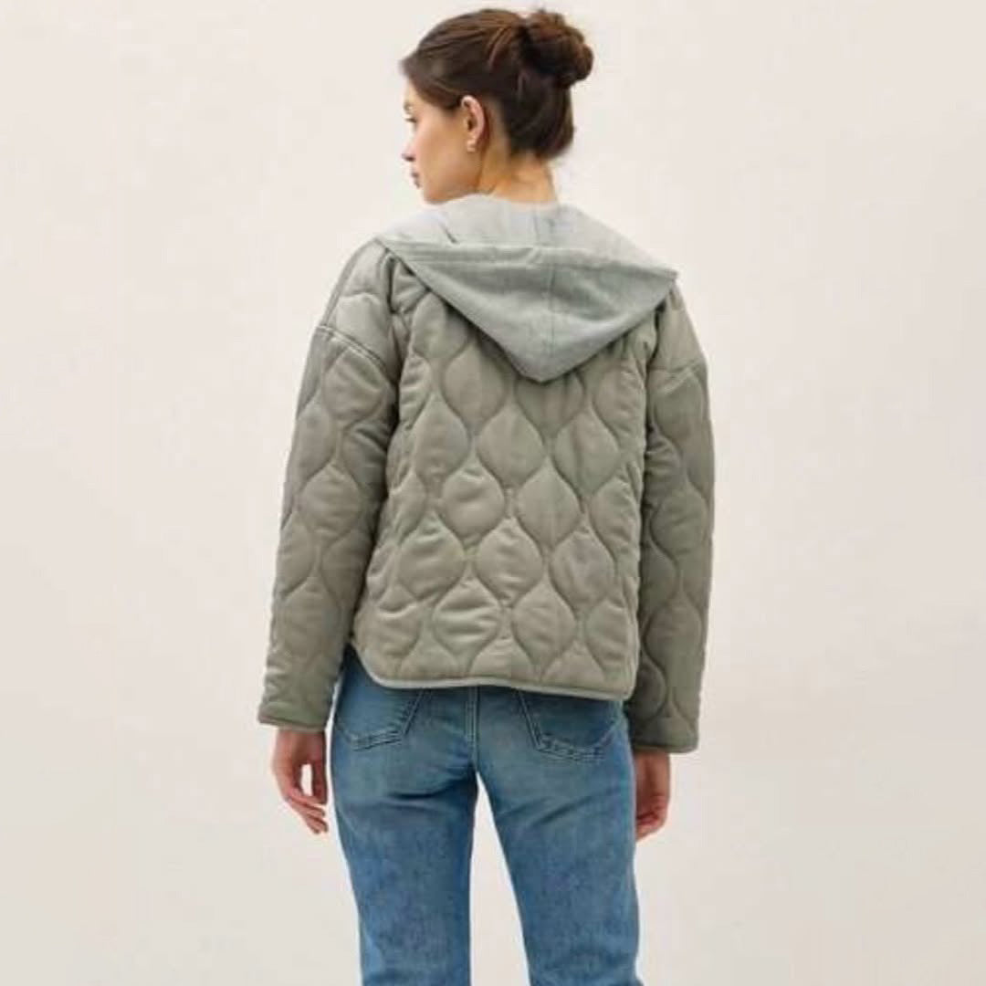 Oversized Collarless Quilted Jacket