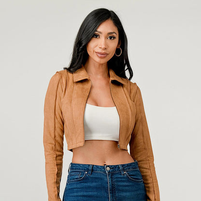 Seamed Panel Detail Cropped Jacket