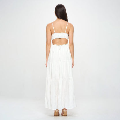 White Cutout Tiered Maxi Dress