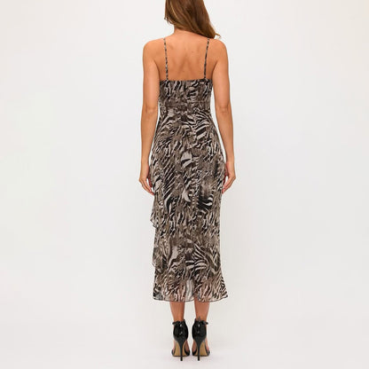 Flowy Animal Print Slit Dress