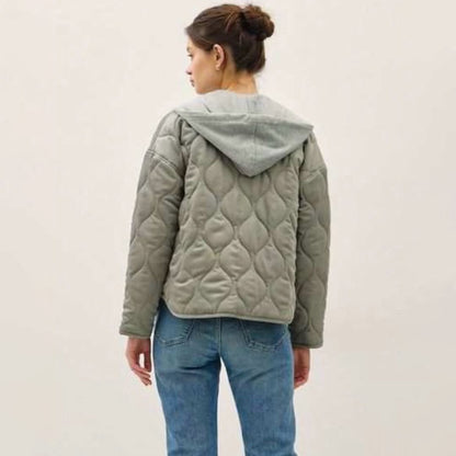 Oversized Collarless Quilted Jacket